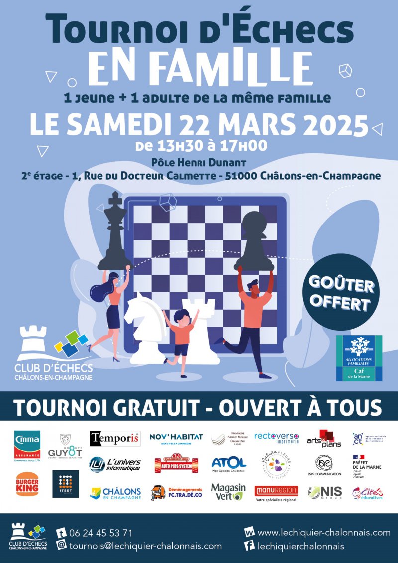 Tournoi Famille Échiquier Châlonnais - CMMA Assurance partenaire
