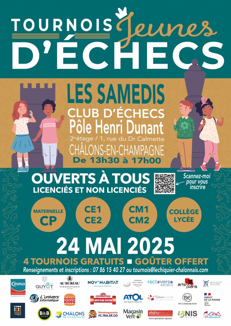Tournoi Jeunes Châlons Échiquier Châlonnais - CMMA Assurance partenaire